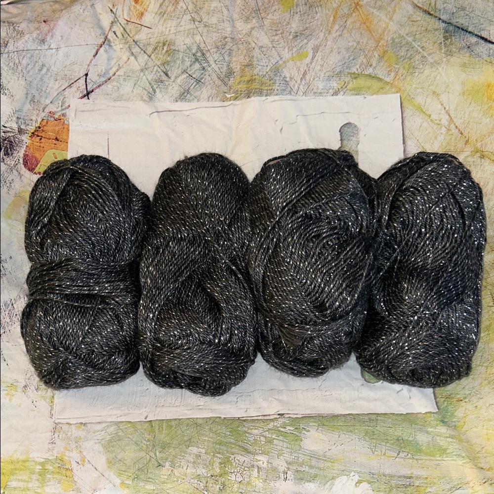 Dark Gray and Silver Yarn Skeins, Lot of 4